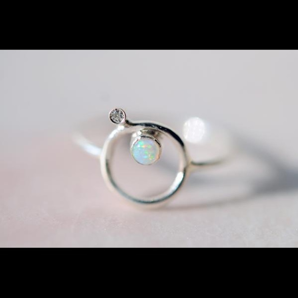 Sofia Zakia Orbitus Opal Silver Ring